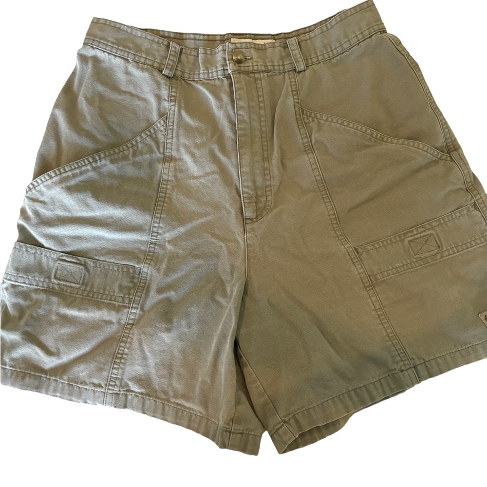 Columbia Khaki Cargo Shorts Cotton Lots of Pockets High Waisted Size 12